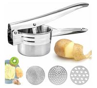 Presse Purée Manuel, Professionnel Presse-purée à Pommes de Terre en Acier Inoxydable avec 3 Disques Interchangeables pour Fruits,