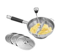 Presse-purée | Presse-purée manuel pour pommes de terre | Hachoir manuel en acier inoxydable de qualité alimentaire avec 3 disques interchangeables pour la préparation des repas, l'ail, les carottes