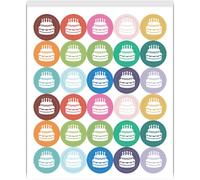 PRESSINART 2400Pcs 80 Feuilles Stickers Planner Icône Anniversaire 0,5 Pouce, Petits Autocollants Gâteau d’Anniversaire pour Calendrier Auto-adhésifs Imperméables Autocollants de Rappel pour