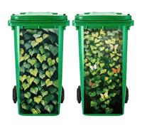 PRESSINART 2Pcs 2 Styles Autocollants pour Bac à Ordures à Roues 15 x 32 Pouces Imperméables Auto-adhésifs Étiquettes pour Poubelle, Décalcomanie Vinyle pour Poubelles Motif Lierre pour Jardin Cour