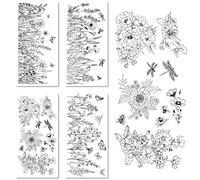 PRESSINART 4 Feuilles Transferts Autocollants Noir Et Blanc pour Meubles Fleurs Papillon Libellule PVC Étanches Autocollants Décoratifs pour Meubles Commode Armoire DIY Décoration Maison