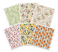PRESSINART 6 pièces 6 Styles Torchons Suédois Floraux pour Cuisine 7.7 x 6.8 Pouces Torchons Réutilisables Motif de Fleur Éponge de Cellulose Absorbante Séchant Rapidement Chiffons de Nettoyage pour