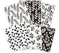 PRESSINART 6Pcs 6 Styles Chiffons Vaisselle Suédois Noir et Blanc 7,7 x 6,8 Pouces Chiffon Feuille Réutilisable Séchage Rapide Éponge Absorbante Torchons de Nettoyage pour Cuisine Plan de Travail