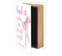 PRESSINART Boîte de Rangement Fausse Livre 9.1 x 5.9 x 2 Pouce Boîtes de Livres avec Noeud Rose Motif Noeud Décoratif Organiseurs de Rangement pour Bijoux Trésor Photos de Mariage Décorations