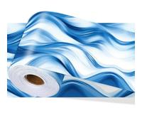 PRESSINART Bordure Papier Peint Vagues Océaniques 500 x 10 cm Frise Murale Autocollante PVC Stick and Peel Frise Murale Autocollante Bordure de Papier Peint Effet Moulure pour Cuisine Décoration