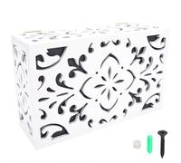 PRESSINART Cache Cloche de Sonnette Blanche avec Motif Floral pour Décor Mural Boîte de Protection Universelle en Bois pour Sonnette de Taille Facile à Installer pour la Décoration