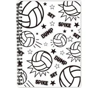 PRESSINART Cahier à Spirale de Volleyball A4 ligné de 5 pages/160 Feuilles Cahier à Spirale à Thème Sportif Ligné pour Le Collège Couverture Rigide Imperméable Journal avec Poches pour Les
