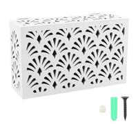 PRESSINART Couverture de Carillon de Porte Blanche de 9.1 x 5.5 x 2.8 Pouce Grand Boîtier de Carillon de Porte en Forme de Ventilateur Motif en Bois Moderne Décoratif Universel Facile à Monter pour