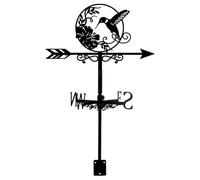 PRESSINART Girouette De Jardin Extérieure en Fer Noir avec Motif De Colibri Et Fleur Indicateur De Vent Décoratif pour Toit Maison Ferme Terrasse Cour Ou Abri De Jardin Durable 10,4 x 14 Pouces