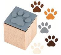 PRESSINART Tampon en Caoutchouc Empreinte de Patte 1 Pouce Mini Tampons en Bois pour Agenda Motif de Patte de Chat Chien Mignon Carré Petit Sceau Réutilisable pour Bricolage Scrapbooking Journal