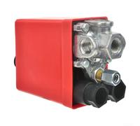 Pressostat pour compresseur Air 4 Voies Compact Pressostat pour(Four-hole) | Plage 6-8 bar, 4 voies, plastique et métal, vif, installation verticale facile