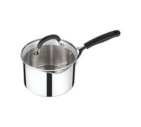 Prestige Casserole en acier inoxydable avec couvercle 18 cm - Casserole avec couvercle filtrant, guide de mesure et poignées en silicone faciles à saisir, compatible avec induction, passe au