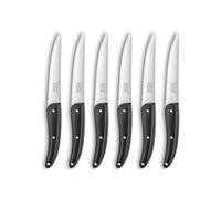 Lou Laguiole – Coffret 6 couteaux steak Prestige, lame lisse, inoxydable 13C, lame 125 mm, noir