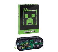 PRESTIGE & DELUXE Agenda compatible avec Minecraft Pixel 2026-2027 F.to Standard 18 x 14 cm + trousse ovale zippée + porte-clés sifflet et stylo coloré