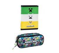 PRESTIGE & DELUXE Agenda Minecraft Stripe Pixel 2026-2027 F.to Standard 18 x 14 cm + trousse ovale zippée + porte-clés sifflet et stylo coloré