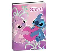 PRESTIGE & DELUXE Agenda scolaire Lilo & Stitch cœur fuchsia 2026-2027 F.to Standard 20 x 15 cm pour filles + porte-clés, crayon et stylo de couleur