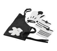 Prestige Disney Ensemble Textile de Cuisine Monochrome - Tablier et Gants de Cuisine avec torchon - Noir et Blanc