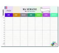 Prêt! Emploi du Temps Scolaire & Semainier Famille A3 Fleur | Tableau Hebdomadaire Mural à Compléter, Organisation Enfants & Parents A3, Recto-Verso