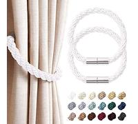Pretty Jolly Lot de 2 embrasses magnétiques pour rideaux - Style moderne et simple - Corde tressée décorative pratique - Pour rideaux de fenêtres fines ou épaisses à la maison ou au bureau (Argent