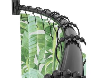 PrettyHome Canne de douche réglable incurvée en aluminium et métal extensible 38 à 72 cm Design télescopique exquis personnalisable pour salle de bain Chromé noir
