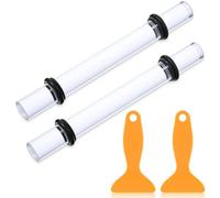 Pretwad Lot de 2 rouleaux à pâtisserie en argile polymère - Séchage à l'air libre - Avec 2 grattoirs - Rouleau à pâtisserie avec 8 anneaux d'épaisseur réglables - Outil de bricolage