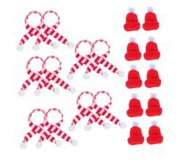 PRETYZOOM 10 Ensembles Lot Mini Bonnets et Écharpes Tricotés Laine pour Décorations de Noël Accessoires DIY pour Poupées et Bouteilles de Vin Activité Créative et Festive