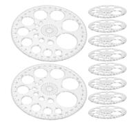 PRETYZOOM 10 Pièces Gabarit Circulaire Géométrique en Plastique, Règle | Gabarit Rond Transparent, Trou Central de Repérage, Tracé D’angles et Secteurs, Activités de Maths