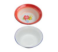 PRETYZOOM 2 Pcs Bassines à Soupe Vintage en Émail Rouge, Bol de Rangement Alimentaire Épais, Facile à Nettoyer, Pratique Cuisine et Lavage de Fruits Plusieurs styles