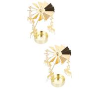 PRETYZOOM 2 Pcs Wapiti Tournant Pittoresque Lanterne Rotatif Bougeoir Nativité Décor Or Bougies Chauffe-Plat Fête Bougeoir Photophore Wapiti Rotatif Bougeoir Bougies Parfumées Support Fer