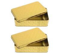 PRETYZOOM 2 Pièces Boîte Rectangulaire Élégante et Portable avec Couvercle en Tôle D'étain Design Empilable Rangement et Épices Cuisine ou Bureau