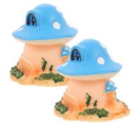 PRETYZOOM 2 Pièces Maison Champignon Décorative Créative en PVC Bleu | Finition Soignée, Ne Se Déforme Pas, Ne Se Décolore Pas, Microlandscape