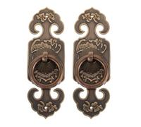 PRETYZOOM 2 Pièces Poignée de Meuble Ancienne en Laiton, Style Chinois | Cabinet et Bibliothèque, Design Élégant au Rendu Classique, Finition Antique, Usage Décoratif Discret