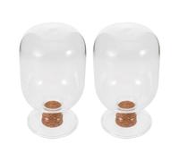 PRETYZOOM 2 Pièces Pot à Allumettes en Verre Cylindrique avec Bouchon de | Bois et Verre Transparents, Style Scandinave Industriel Américain, Rangement Compact