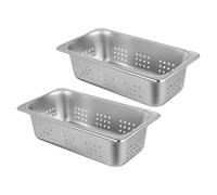 PRETYZOOM 2pcs Bassines à Vapeur Perforées en Acier Inoxydable 1/3 Taille Rectangulaires 32,5x17,6x10cm pour Restaurant Hôtel Buffet la Cuisine Professionnelle