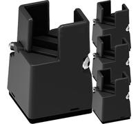 PRETYZOOM 4 Pièces Rehausseur de Lit Réglable 22 à 42mm en Acier Abs Noir | Bloc de Surélévation, Largeur Ajustable, Charge Jusqu’à 250kg, Protège les Pieds, Usage Meuble