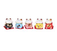 PRETYZOOM 5 Pièces en Céramique Chanceux Chat Ornement Maneki Neko Chanceux Chat en Céramique Figurines Feng Shui Maneki Neko Chat Chanceux Statue pour Intérieur Maison Table Véhicule