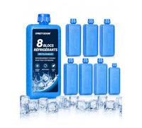 PRETYZOOM 8 Pains de Glace Mini à Remplir pour Rafraîchisseur d'Air, 120ml | Réutilisables, format 11,5 x 4 x 3 cm pour glacière, isotherme, lunch box, camping, pique-niqu et courses