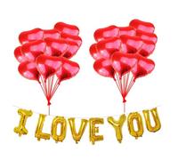 PRETYZOOM Ballons en Aluminium de Cœur 29pcs pour Décoration Mariage et Saint-valentin, Fond Photo, Gonflage Solide et Anti-fuite