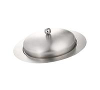 PRETYZOOM Beurrier Inoxydable Ovale avec Couvercle en Acier Inox 18 Cm, Plateau à Beurre Hermétique, Compatible la Cuisine et Réfrigérateur, Ustensile de Service Pratique