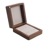 PRETYZOOM Boîte à Boutons de Manchette en Bois de Noyer Massif, Intérieur Beige, Coffret de Rangement Rectangulaire pour Hommes, Organiseur Multifonction pour Boutons de Manchette, Broches