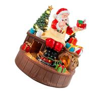 PRETYZOOM Boîte à Musique de Noël en Résine avec Figurine Rotative du Père Noël, Éclairage LED Chaud, Fonctionnant à Piles, Décor Classique pour Intérieur et Vitrines