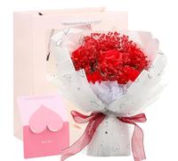 PRETYZOOM Bouquet de Fleurs Séchées Gypsophile Rouge, Présent Solide et Raffiné pour Anniversaire ou Saint-Valentin, pour Offrir à Sa Copine