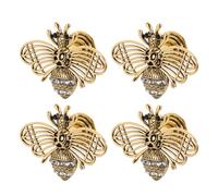 PRETYZOOM Boutons de meubles décoratifs en alliage de zinc, forme abeille, 4pcs, or antique, poignées de porte de placard, installation facile, pour cuisine et chambre