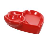 PRETYZOOM Cendrier en Porcelaine Blanche de Cœur Rouge, Décoration Moderne pour Maison et Bureau, Accessoire Fumeur Élégant et Créatif pour Usage Intérieur