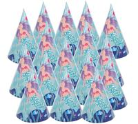 PRETYZOOM Chapeaux D'anniversaire Sirène pour Occasions Joyeuses pour Garçon et Filles Accessoires de Fête Festifs Lot de 16 en Papier Cône Coloré Impression Unique