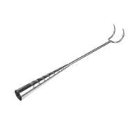PRETYZOOM Crochet à Jambon en Acier Inoxydable Double Pince et Manche Long, Accessoire Barbecue Solide pour Cuisson et Grillades en Extérieur