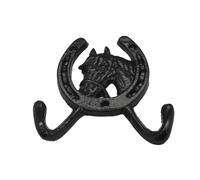 PRETYZOOM Crochet Mural Noir Fer Forgé Style Européen, de Cheval | Double Support Décoratif, Usage Polyvalent, Résistant à Rouille, pour Salle de Bain ou Chambre
