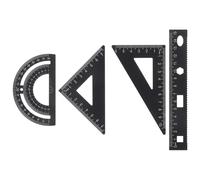 PRETYZOOM Ensemble Géométrique en Alliage D'aluminium Noir, Règle Métallique Robuste et Rapporteur Précis, pour Usage Scolaire et Bureau, Kit 4 Pièces Solide