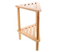 PRETYZOOM Étagère Angle Bambou à Deux Niveaux pour Salle de Bain Support de Rangement Pratique et Stable pour Organiser Accessoires et Produits de Toilette