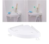 PRETYZOOM Étagère d'angle à Clipser Blanche pour Salle de Bain Cuisine en Plastique Double Ventouse, sans Perçage ni Outils, Support Triangulaire Robuste Crochets Réglables